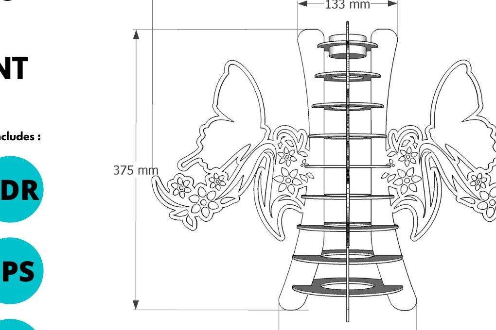 Σετ των 3 Intra απο ξύλο plywood 3mm-4mm πάχος Κρεμαστό φως πεταλούδας, Cut  Δίασταση 3x3 cm INTRAFABR-80020298