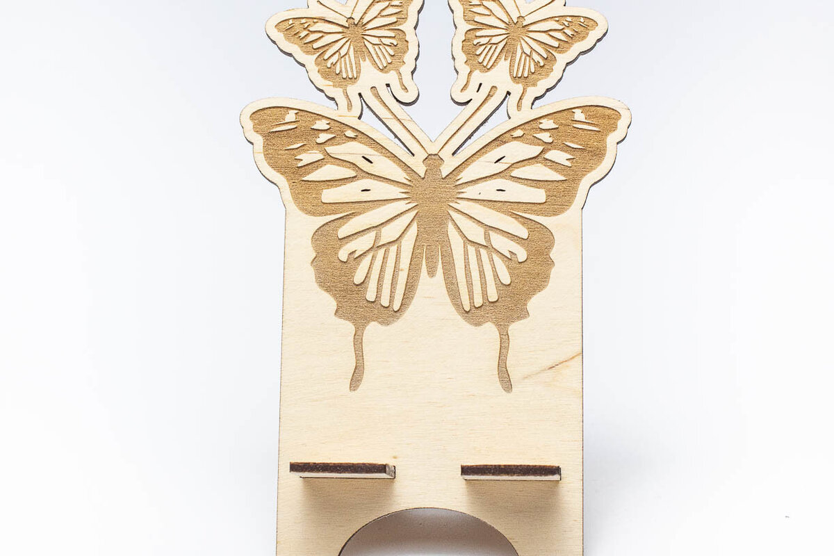 Σετ των 3 Intra απο ξύλο plywood 3mm-4mm πάχος Βάση τηλεφώνου Butterfly Δίασταση 15x15 cm INTRAFABR-66103752