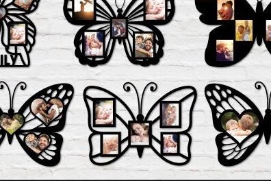 Intra απο ξύλο plywood 3mm-4mm πάχος κοπής με λέιζερ με κορνίζα φωτογραφίας πεταλούδας Δίασταση 20x30 cm INTRAFABR-32009573