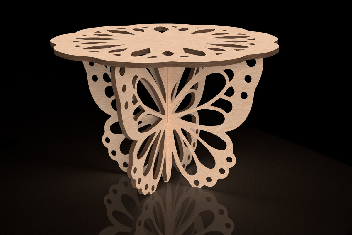 Σετ των 2 Intra απο ξύλο plywood 3mm-4mm πάχος Βάση φυτών πεταλούδας - Δίασταση 15x15 cm INTRAFABR-118292530