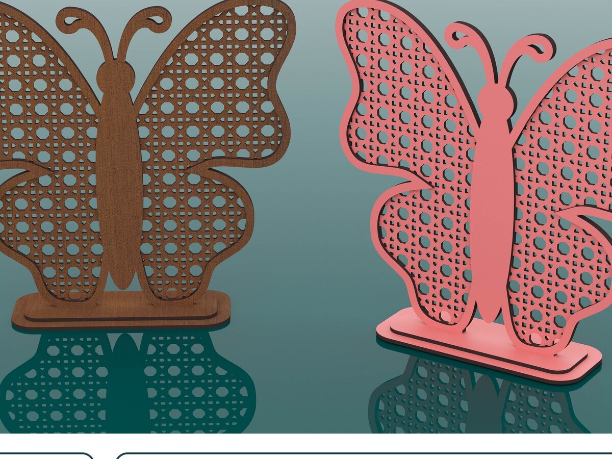 Σετ των 2 Intra απο ξύλο plywood 3mm-4mm πάχος Stand σκουλαρικιών πεταλούδας Rattan Δίασταση 15x15 cm INTRAFABR-65641214