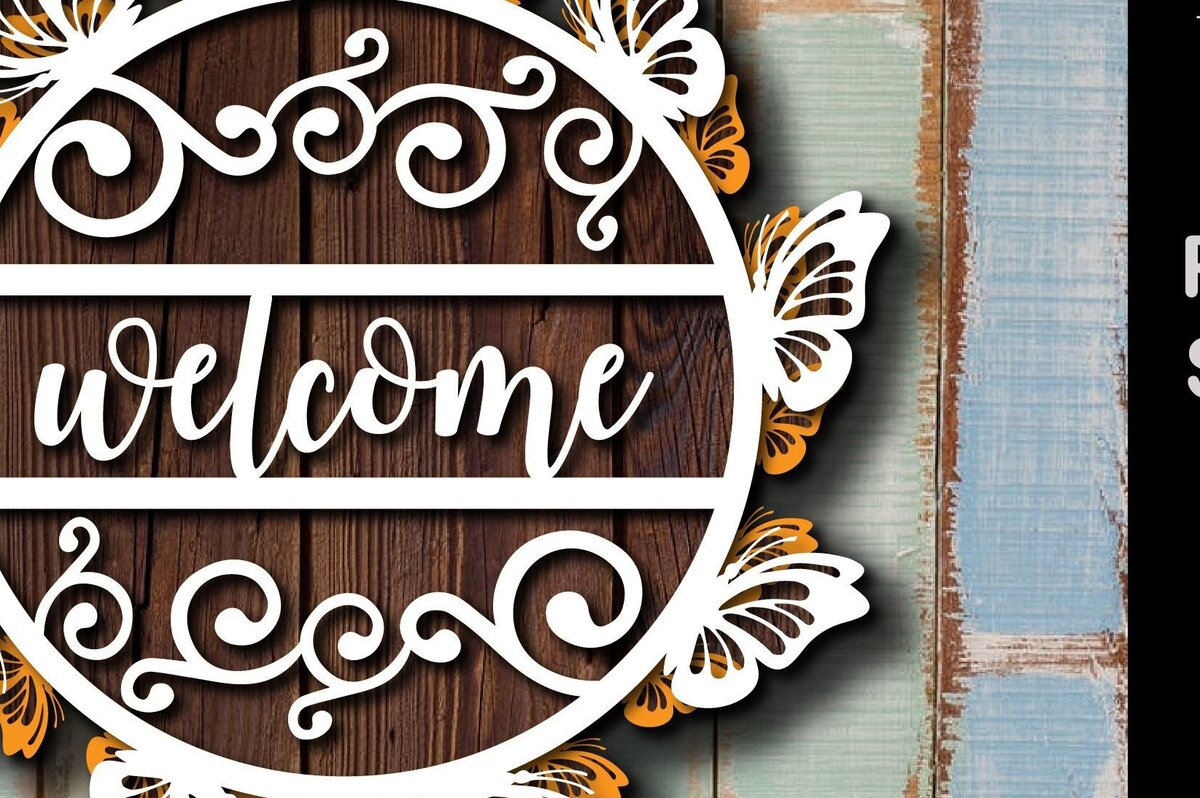 Intra απο ξύλο plywood 3mm-4mm πάχος Στρογγυλό σημάδι καλωσορίσματος πεταλούδας Δίασταση 30x20 cm INTRAFABR-31839855