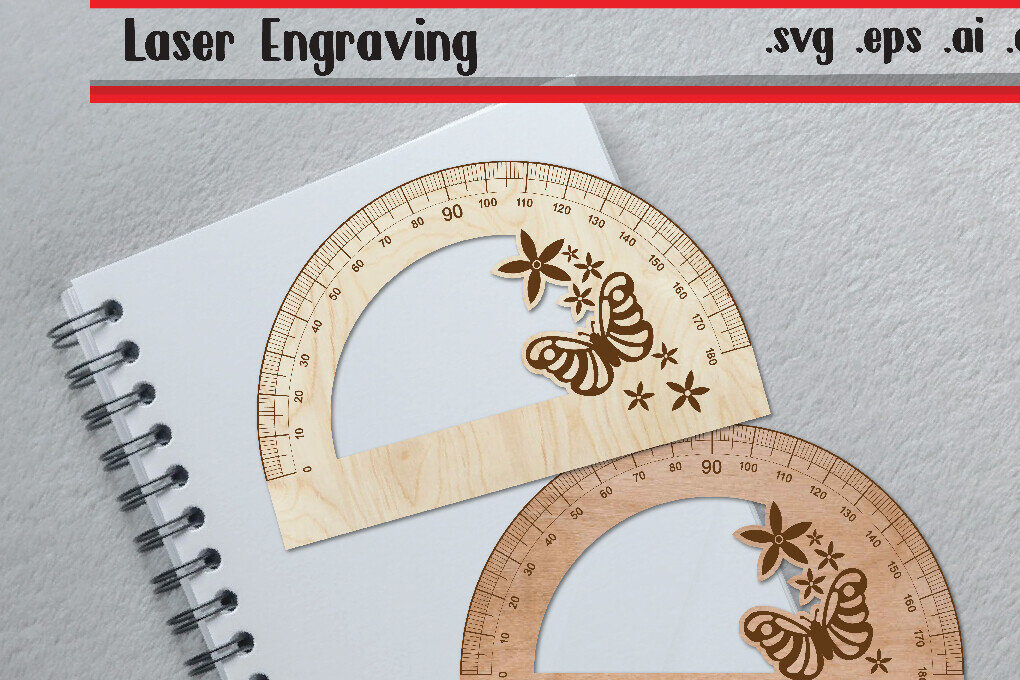 Σετ των 2 Intra απο ξύλο plywood 3mm-4mm πάχος Butterfly Ruler Arch - Ruler Protactor Δίασταση 15x15 cm INTRAFABR-117850828