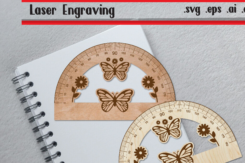 Σετ των 2 Intra απο ξύλο plywood 3mm-4mm πάχος Butterfly Ruler Arch - Ruler Protactor Δίασταση 15x15 cm INTRAFABR-118657444