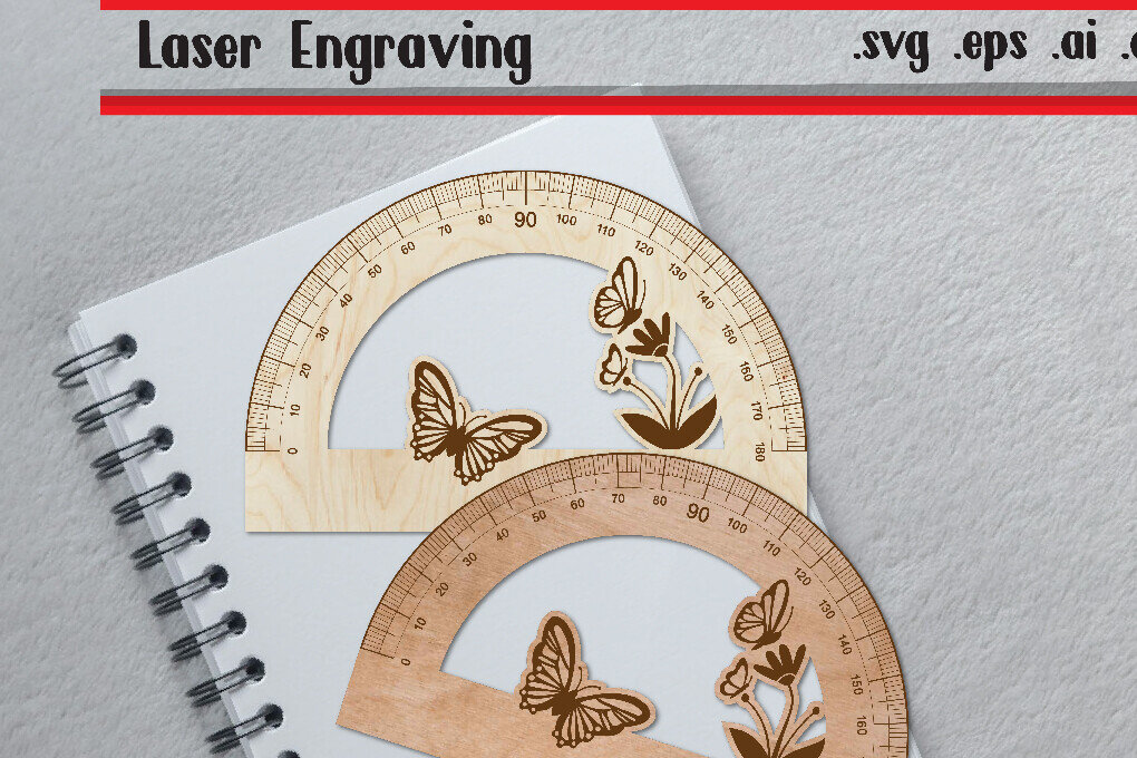 Σετ των 2 Intra απο ξύλο plywood 3mm-4mm πάχος Butterfly Ruler Arch - Ruler Protactor Δίασταση 15x15 cm INTRAFABR-119709750
