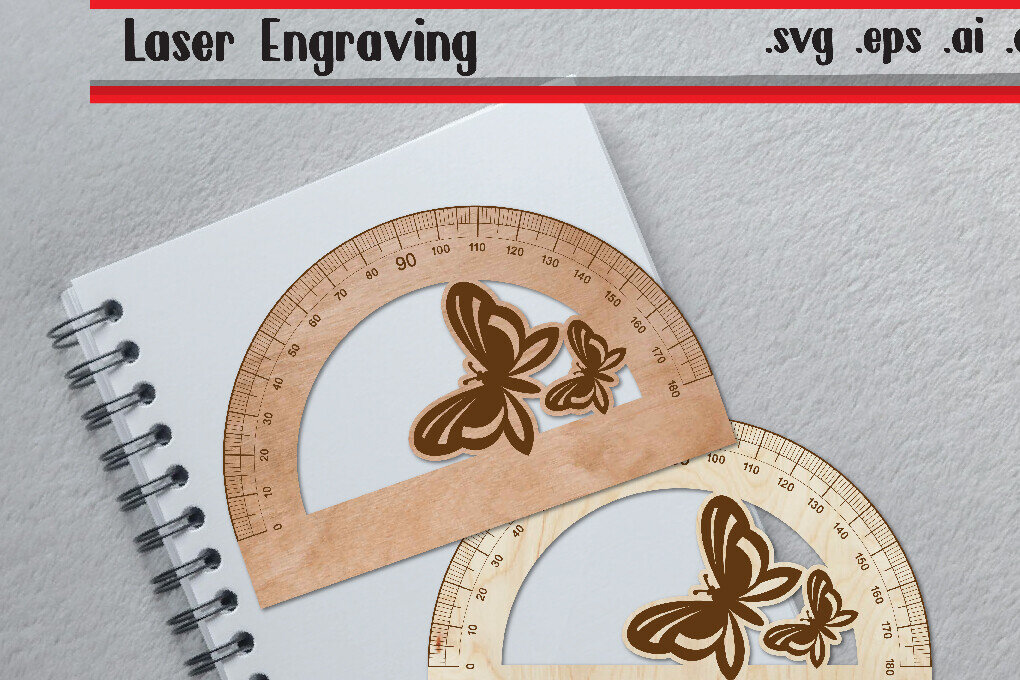 Σετ των 2 Intra απο ξύλο plywood 3mm-4mm πάχος Butterfly Ruler Arch - Ruler Protactor Δίασταση 15x15 cm INTRAFABR-120617555