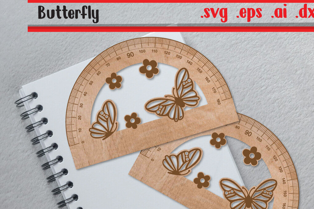 Intra απο ξύλο plywood 3mm-4mm πάχος Butterfly Ruler Arch - Ruler Protactor Δίασταση 15x15 cm INTRAFABR-104880901