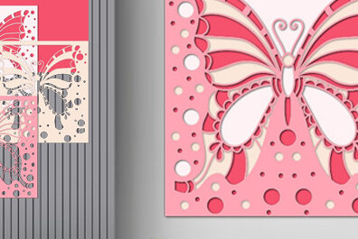 Σετ των 2 Intra απο ξύλο plywood 3mm-4mm πάχος Κουτί σκιάς πεταλούδας Διακόσμηση τοίχου με Δίασταση 25x25 cm INTRAFABR-71380171