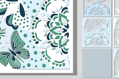 Σετ των 2 Intra απο ξύλο plywood 3mm-4mm πάχος Κουτί σκιάς πεταλούδας Διακόσμηση τοίχου με Δίασταση 25x25 cm INTRAFABR-71380206