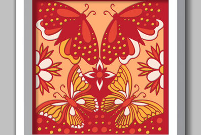 Σετ των 2 Intra απο ξύλο plywood 3mm-4mm πάχος Κουτί σκιάς πεταλούδας Διακόσμηση τοίχου με Δίασταση 25x25 cm INTRAFABR-71380231