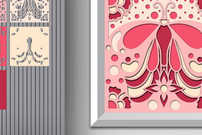 Σετ των 2 Intra απο ξύλο plywood 3mm-4mm πάχος Κουτί σκιάς πεταλούδας Διακόσμηση τοίχου με Δίασταση 25x25 cm INTRAFABR-71380158