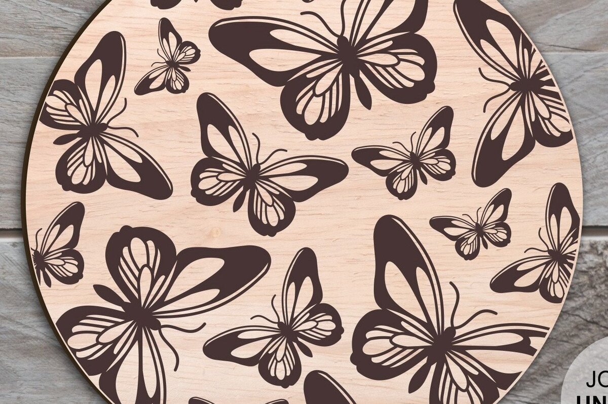 Σετ των 2 Intra απο ξύλο plywood 3mm-4mm πάχος Σημάδι πεταλούδας Δίασταση 25x25 cm INTRAFABR-31854661