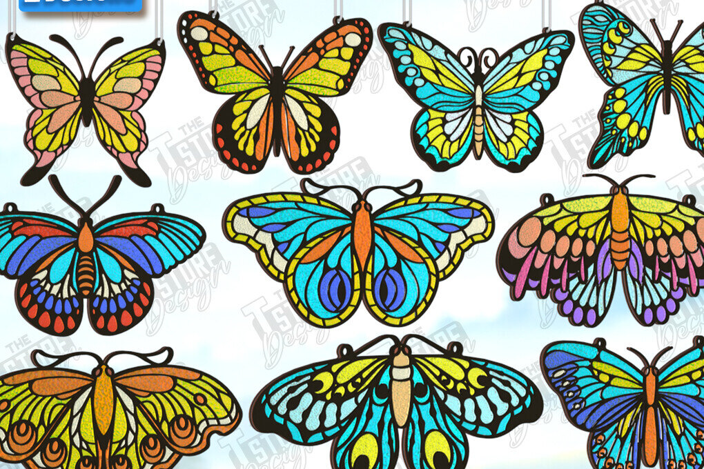 Intra απο ξύλο plywood 3mm-4mm πάχος κοπής με λέιζερ Suncatcher Butterfly Δίασταση 30x20 cm INTRAFABR-123766074