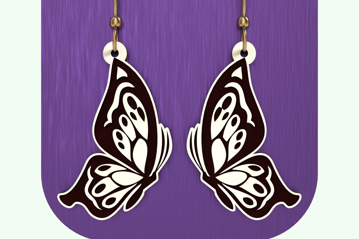 Σετ των 3 Intra απο ξύλο plywood 3mm-4mm πάχος κοπής με λέιζερ σκουλαρίκια Butterfly Δίασταση 3x3 cm INTRAFABR-123339355