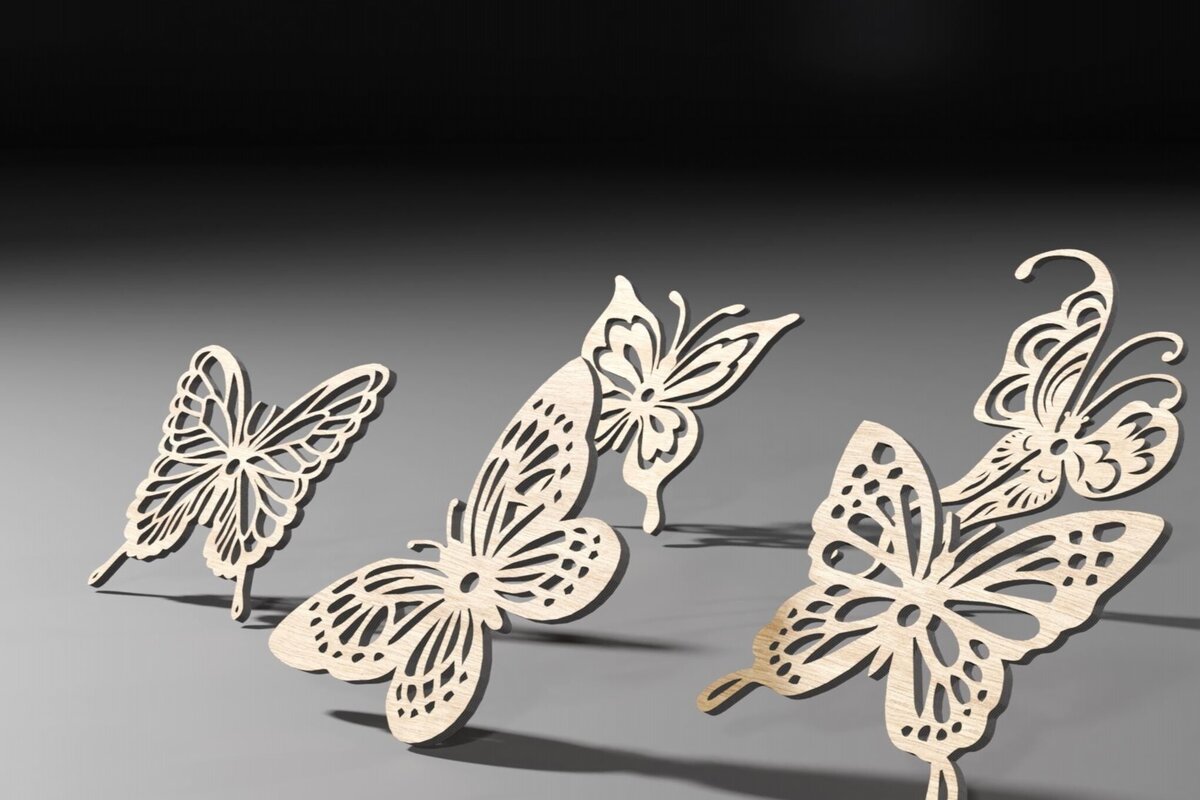 Intra απο ξύλο plywood 3mm-4mm πάχος κοπής με λέιζερ Butterfly Δίασταση 30x20 cm INTRAFABR-113818149