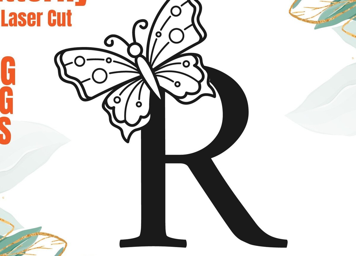 Σετ των 2 Intra απο ξύλο plywood 3mm-4mm πάχος Butterfly R Alphabet Δίασταση 15x15 cm INTRAFABR-31716419