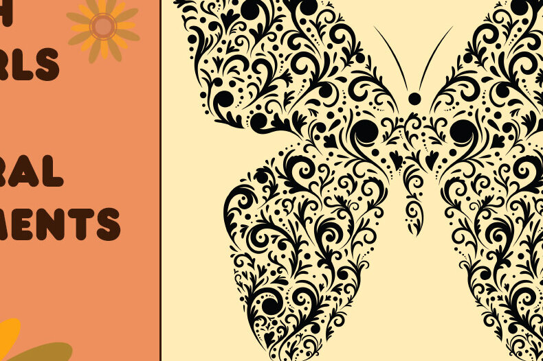 Intra απο ξύλο plywood 3mm-4mm πάχος Πεταλούδα με στροβιλισμούς και φλοράλ Δίασταση 30x20 cm INTRAFABR-85147026