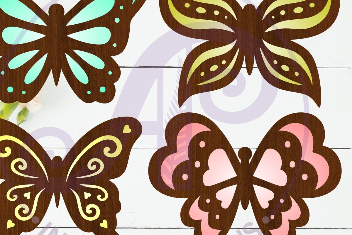 Intra απο ξύλο plywood 3mm-4mm πάχος Πεταλούδα δύο επιπέδων κοπής με λέιζερ D6 Δίασταση 30x20 cm INTRAFABR-121560429