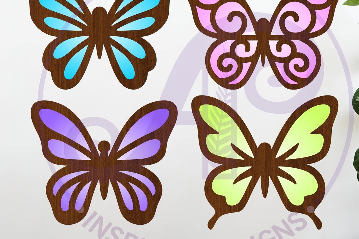Intra απο ξύλο plywood 3mm-4mm πάχος Butterfly Two Layer Cut Outs  Δίασταση 30x20 cm INTRAFABR-123525385