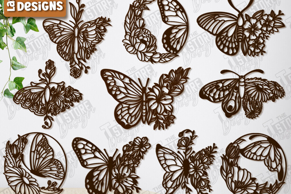 Intra απο ξύλο plywood 3mm-4mm πάχος κοπής με λέιζερ διακόσμηση τοίχου πεταλούδας Δίασταση 40x40 cm INTRAFABR-123419269