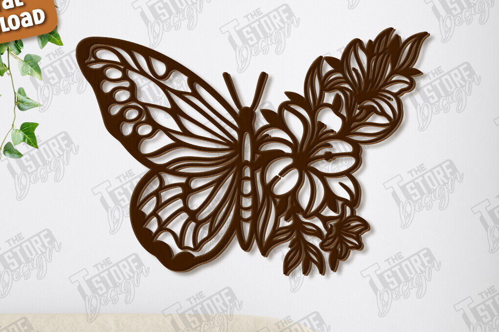 Intra απο ξύλο plywood 3mm-4mm πάχος Διακόσμηση τοίχου με πεταλούδα | Φύση Δίασταση 40x40 cm INTRAFABR-123120331