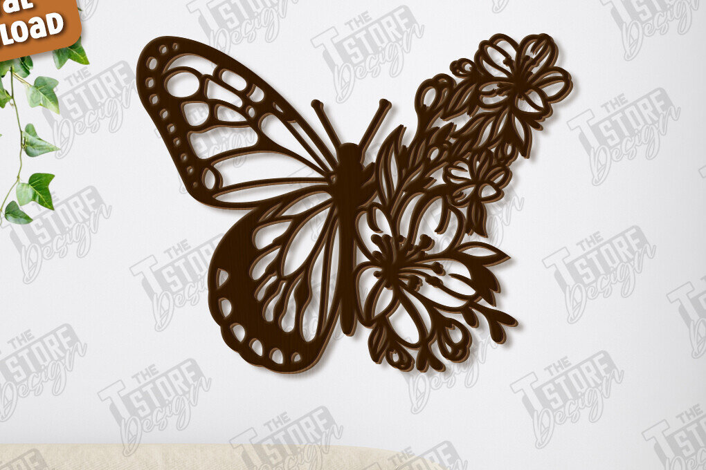 Intra απο ξύλο plywood 3mm-4mm πάχος Διακόσμηση τοίχου με πεταλούδα | Φύση Δίασταση 40x40 cm INTRAFABR-123120334