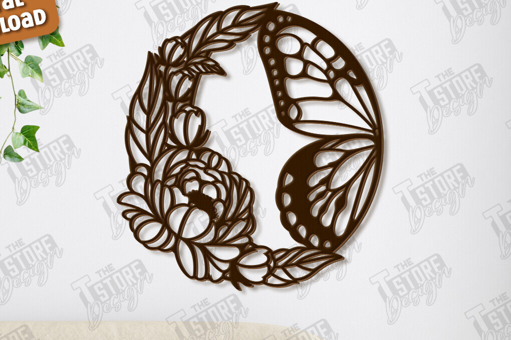 Intra απο ξύλο plywood 3mm-4mm πάχος Διακόσμηση τοίχου με πεταλούδα | Φύση Δίασταση 40x40 cm INTRAFABR-123120335