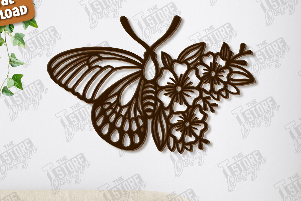 Intra απο ξύλο plywood 3mm-4mm πάχος Διακόσμηση τοίχου με πεταλούδα | Φύση Δίασταση 40x40 cm INTRAFABR-123120329