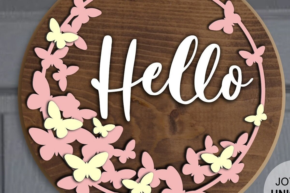 Intra απο ξύλο plywood 3mm-4mm πάχος Κρεμάστρα πόρτας καλωσορίσματος πεταλούδας Δίασταση 35x35 cm INTRAFABR-31854640