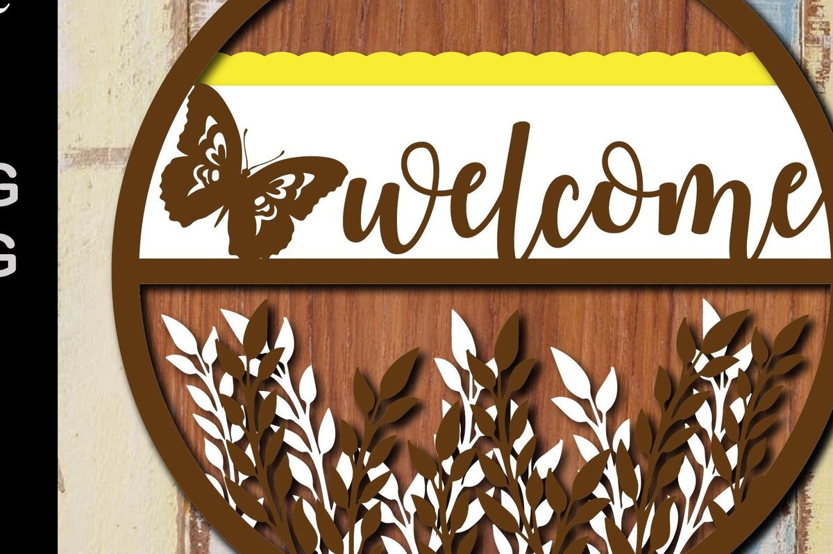 Σετ των 2 Intra απο ξύλο plywood 3mm-4mm πάχος Διακόσμηση πινακίδας καλωσορίσματος πεταλούδας 3d Δίασταση 30x20 cm INTRAFABR-31840053