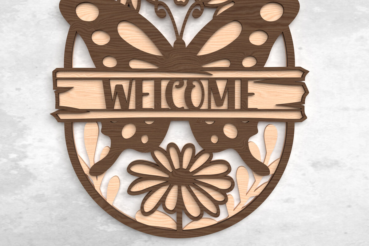 Intra απο ξύλο plywood 3mm-4mm πάχος Πινακίδα καλωσορίσματος πεταλούδας - Δίασταση 30x20 cm INTRAFABR-117770823