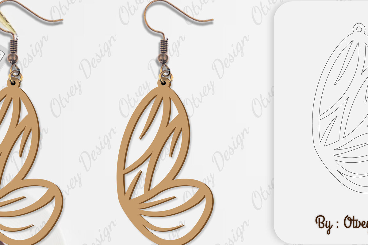 Σετ των 3 Intra απο ξύλο plywood 3mm-4mm πάχος Σκουλαρίκι με φτερό πεταλούδας Δίασταση 3x3 cm INTRAFABR-101162710