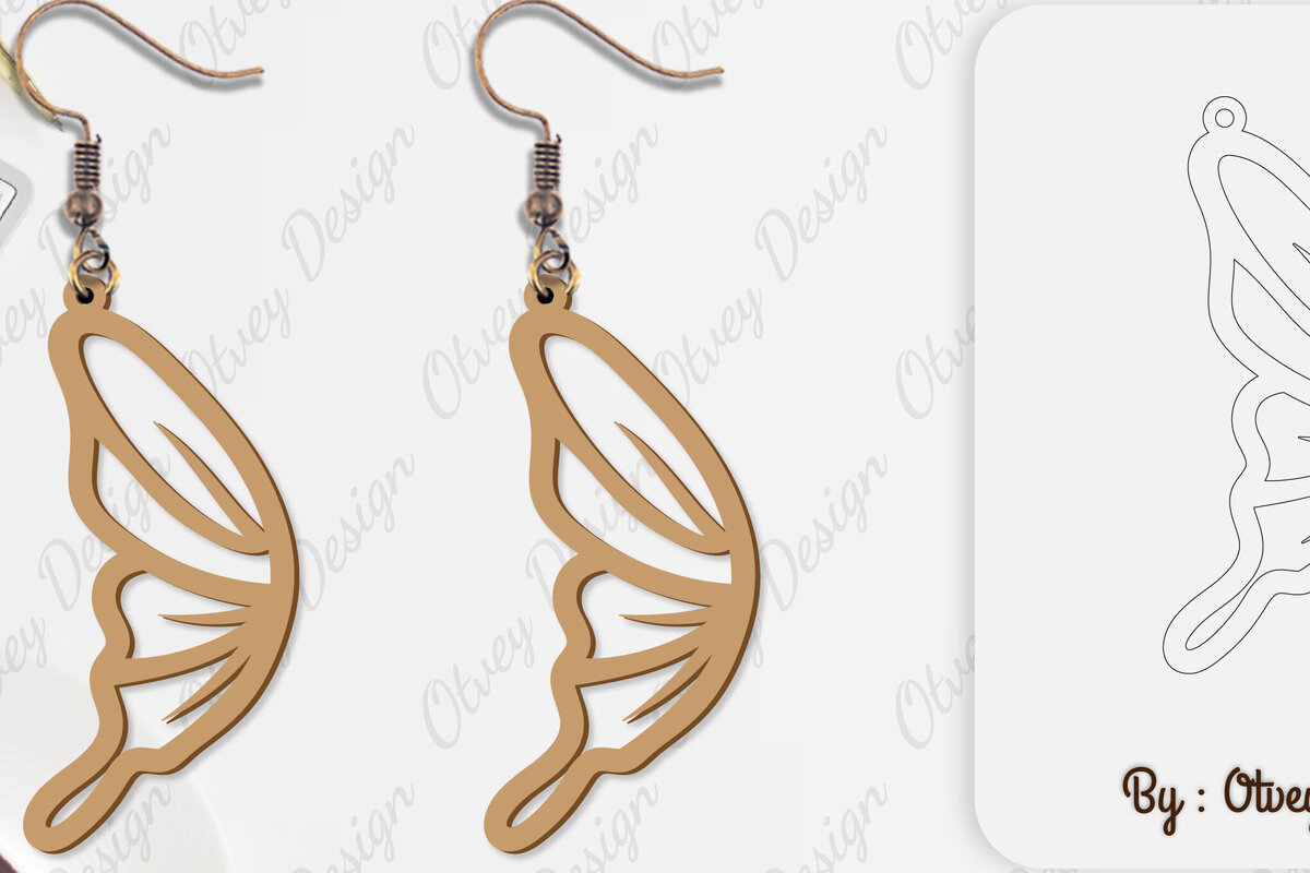 Σετ των 3 Intra απο ξύλο plywood 3mm-4mm πάχος Σκουλαρίκι με φτερό πεταλούδας Δίασταση 3x3 cm INTRAFABR-101162758