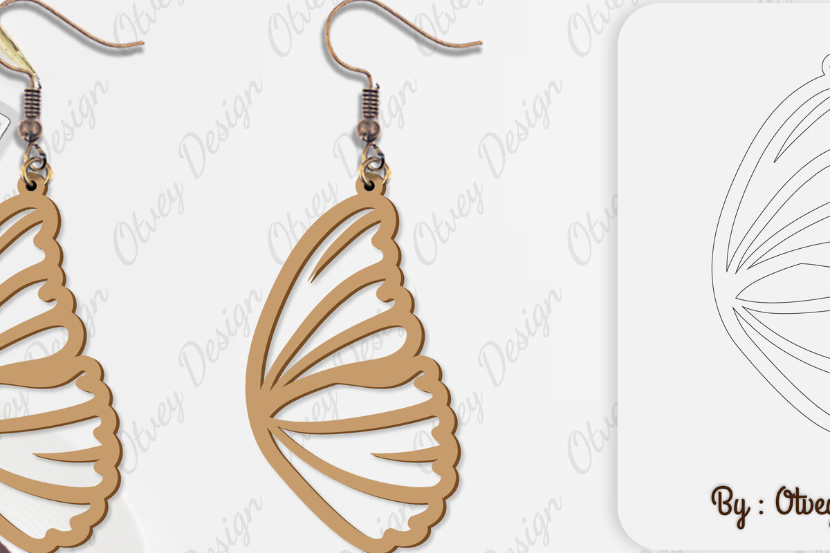 Σετ των 3 Intra απο ξύλο plywood 3mm-4mm πάχος Σκουλαρίκι με φτερό πεταλούδας Δίασταση 3x3 cm INTRAFABR-101162791