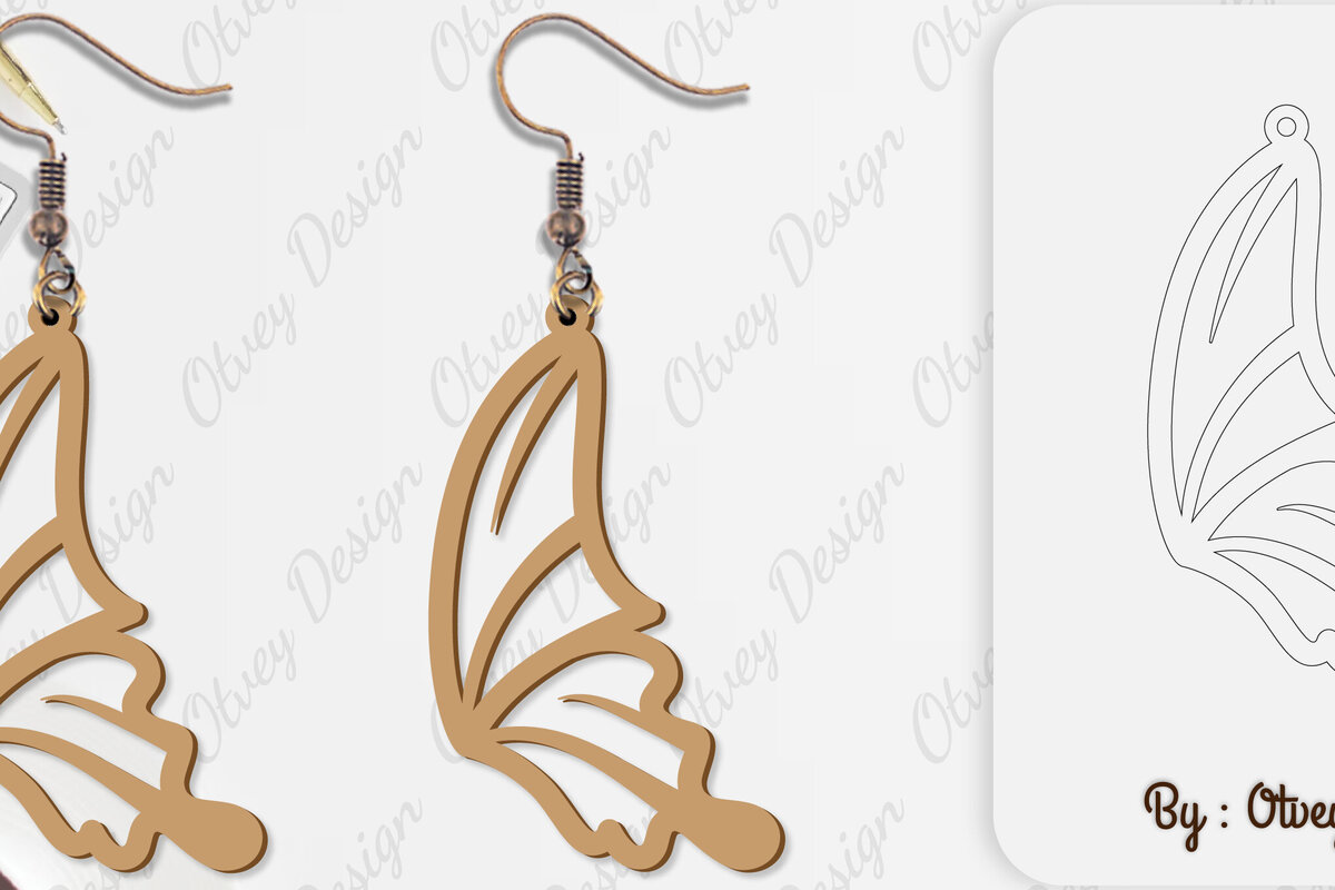 Σετ των 3 Intra απο ξύλο plywood 3mm-4mm πάχος Σκουλαρίκι με φτερό πεταλούδας Δίασταση 3x3 cm INTRAFABR-101162823