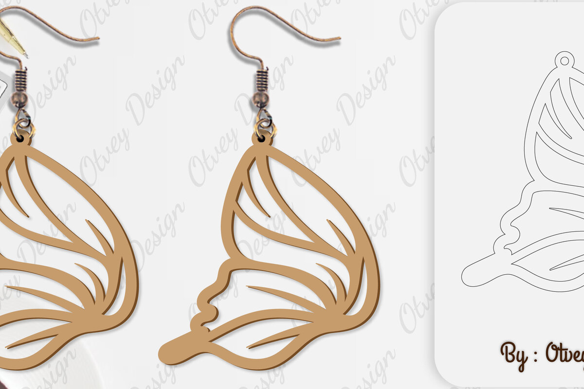 Σετ των 3 Intra απο ξύλο plywood 3mm-4mm πάχος Σκουλαρίκι με φτερό πεταλούδας Δίασταση 3x3 cm INTRAFABR-101162891