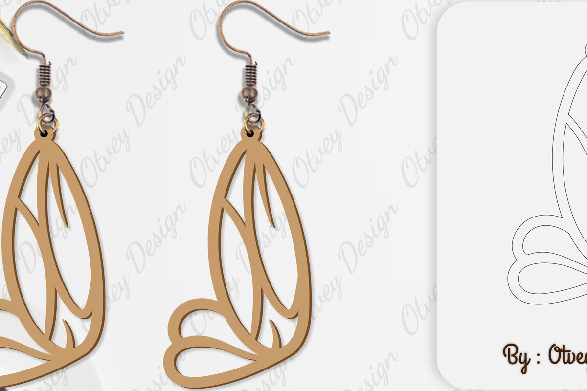 Σετ των 3 Intra απο ξύλο plywood 3mm-4mm πάχος Σκουλαρίκι με φτερό πεταλούδας Δίασταση 3x3 cm INTRAFABR-101162918