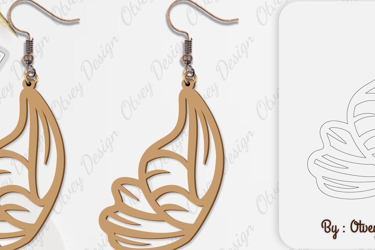 Σετ των 3 Intra απο ξύλο plywood 3mm-4mm πάχος Σκουλαρίκι με φτερό πεταλούδας Δίασταση 3x3 cm INTRAFABR-101162133