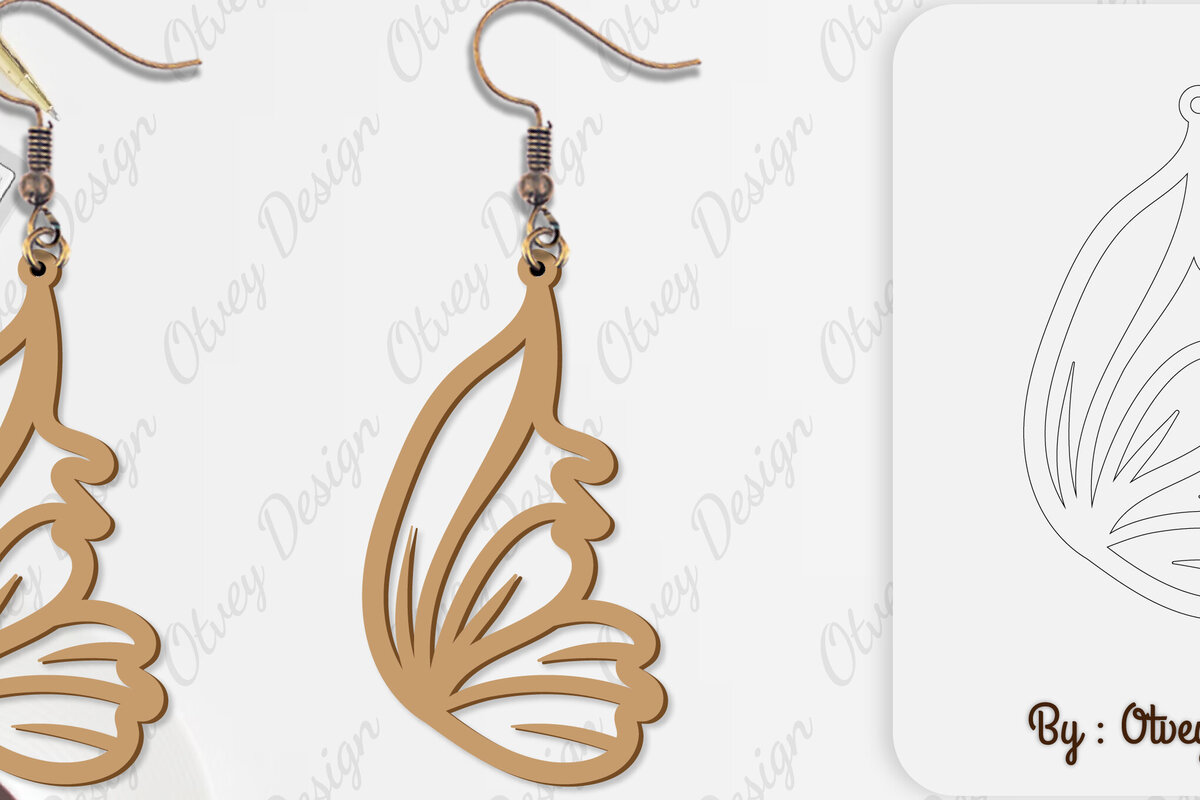 Σετ των 3 Intra απο ξύλο plywood 3mm-4mm πάχος Σκουλαρίκι με φτερό πεταλούδας Δίασταση 3x3 cm INTRAFABR-101162220