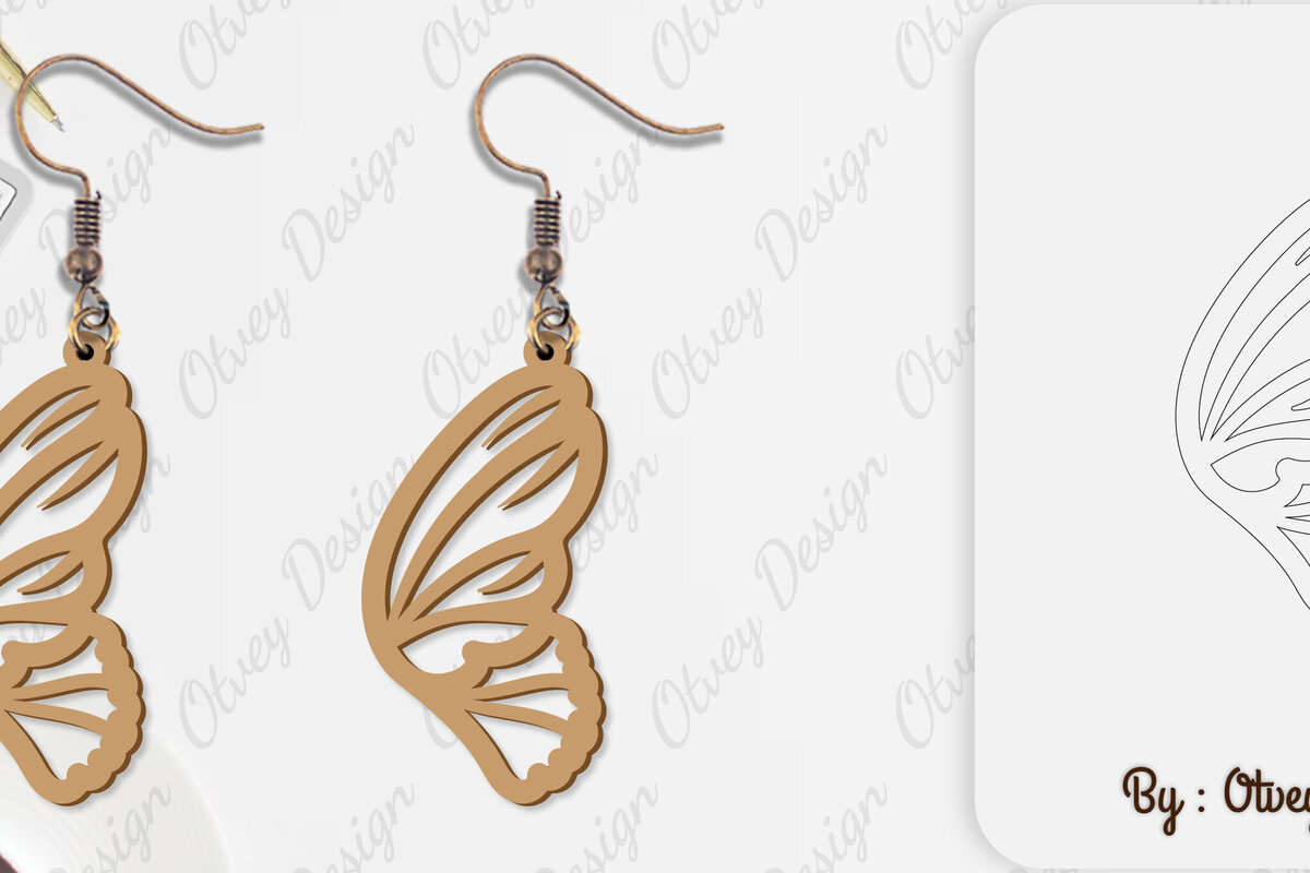 Σετ των 3 Intra απο ξύλο plywood 3mm-4mm πάχος Σκουλαρίκι με φτερό πεταλούδας Δίασταση 3x3 cm INTRAFABR-101162268