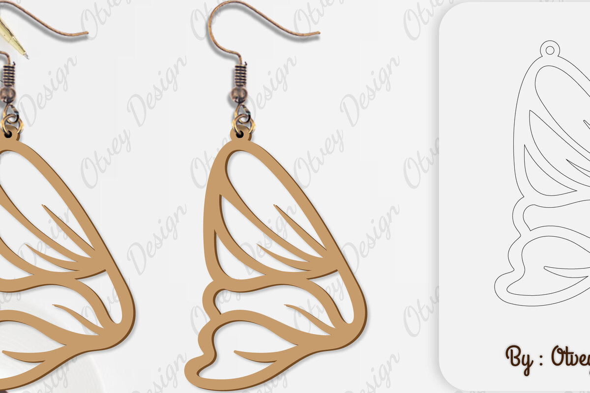 Σετ των 3 Intra απο ξύλο plywood 3mm-4mm πάχος Σκουλαρίκι με φτερό πεταλούδας Δίασταση 3x3 cm INTRAFABR-101162620