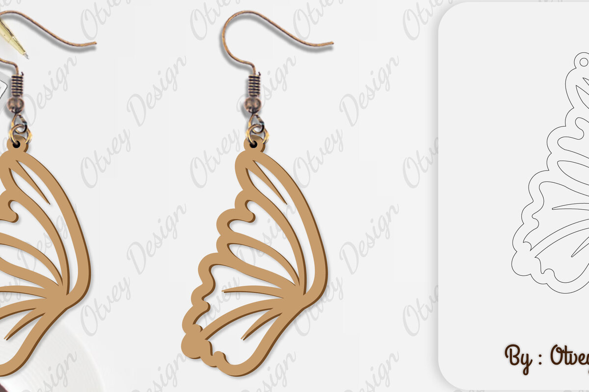 Σετ των 3 Intra απο ξύλο plywood 3mm-4mm πάχος Σκουλαρίκι με φτερό πεταλούδας Δίασταση 3x3 cm INTRAFABR-101162687