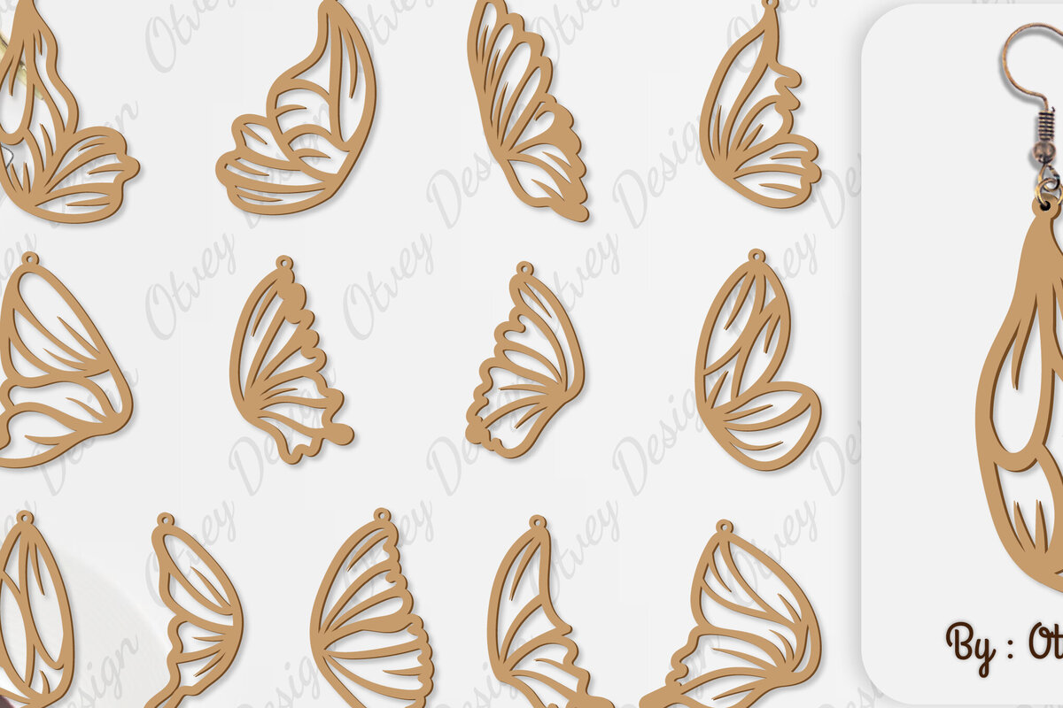 Σετ των 3 Intra απο ξύλο plywood 3mm-4mm πάχος Σκουλαρίκι με φτερό πεταλούδας με Δίασταση 3x3 cm INTRAFABR-100162447