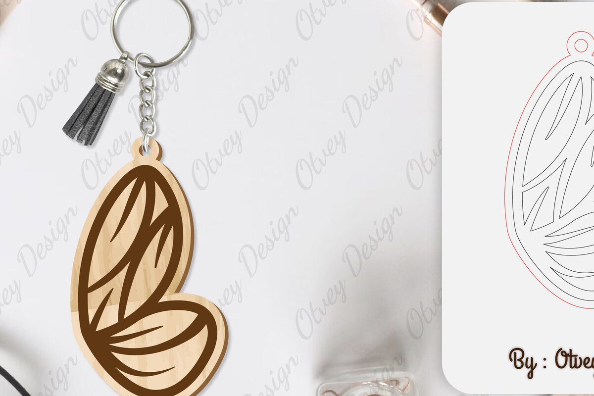 Σετ των 3 Intra απο ξύλο plywood 3mm-4mm πάχος Μπρελόκ με φτερό πεταλούδας με λέιζερ Δίασταση 6x6 cm INTRAFABR-101180207