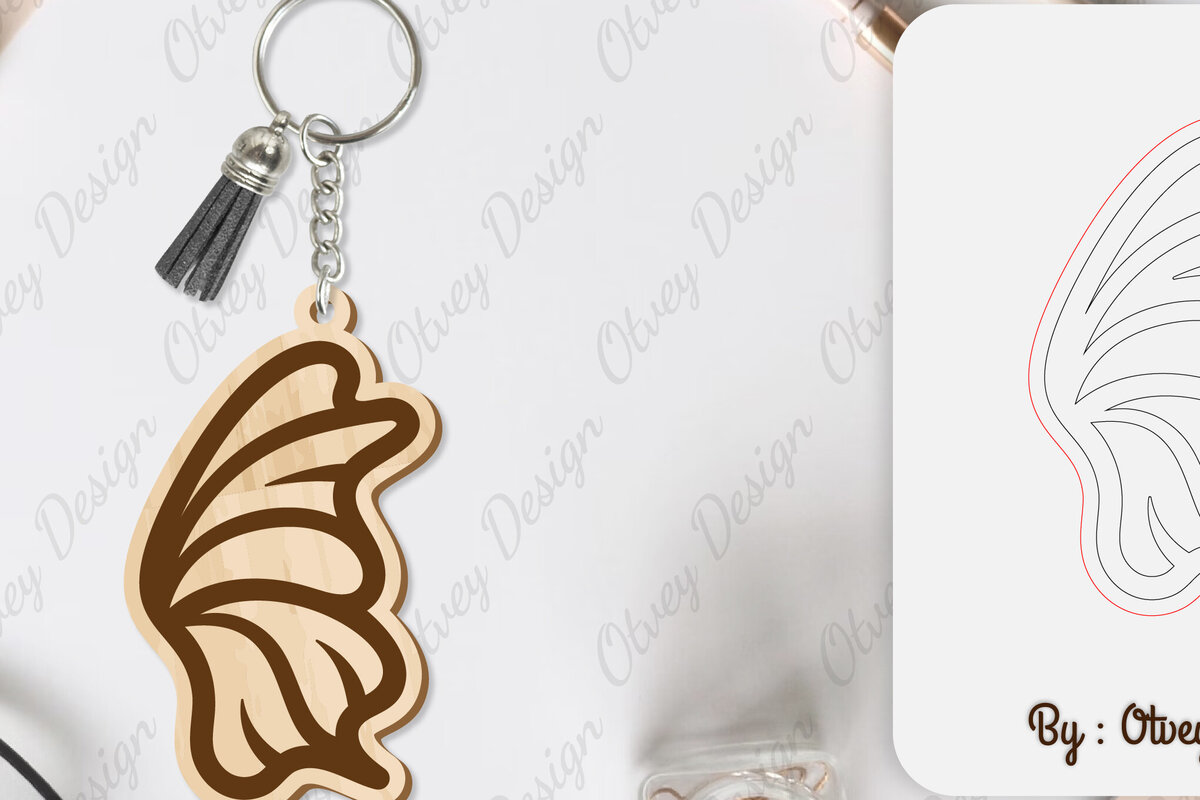 Σετ των 3 Intra απο ξύλο plywood 3mm-4mm πάχος Μπρελόκ με φτερό πεταλούδας με λέιζερ Δίασταση 6x6 cm INTRAFABR-101180225