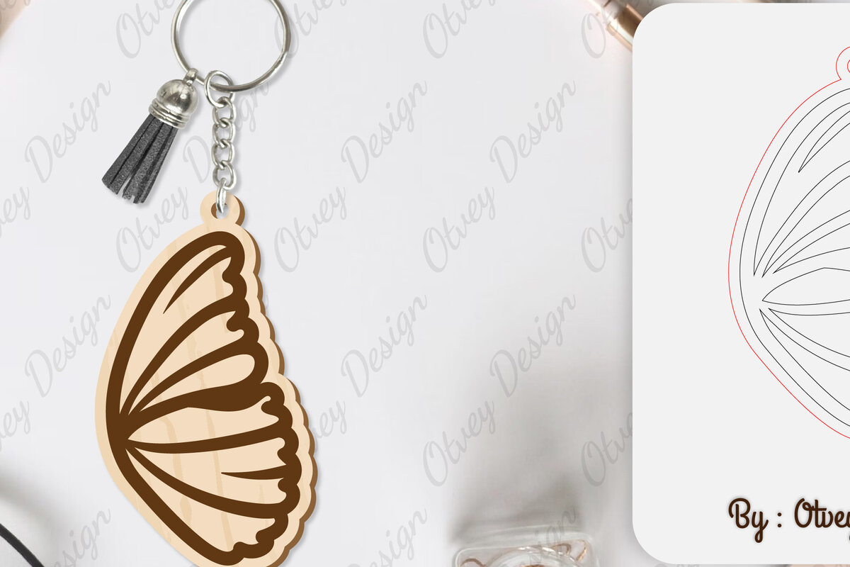 Σετ των 3 Intra απο ξύλο plywood 3mm-4mm πάχος Μπρελόκ με φτερό πεταλούδας με λέιζερ Δίασταση 6x6 cm INTRAFABR-101180261