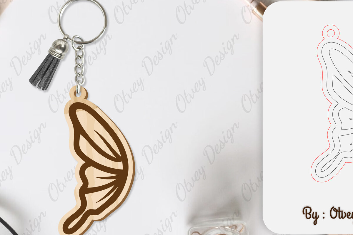 Σετ των 3 Intra απο ξύλο plywood 3mm-4mm πάχος Μπρελόκ με φτερό πεταλούδας με λέιζερ Δίασταση 6x6 cm INTRAFABR-101180273