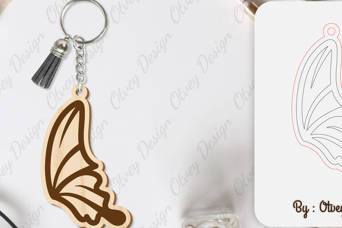 Σετ των 3 Intra απο ξύλο plywood 3mm-4mm πάχος Μπρελόκ με φτερό πεταλούδας με λέιζερ Δίασταση 6x6 cm INTRAFABR-101180271