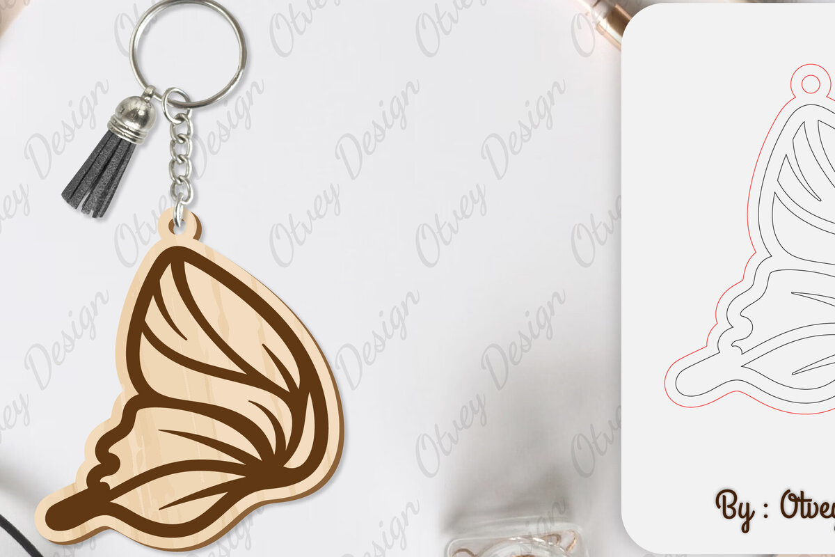 Σετ των 3 Intra απο ξύλο plywood 3mm-4mm πάχος Μπρελόκ με φτερό πεταλούδας με λέιζερ Δίασταση 6x6 cm INTRAFABR-101180297