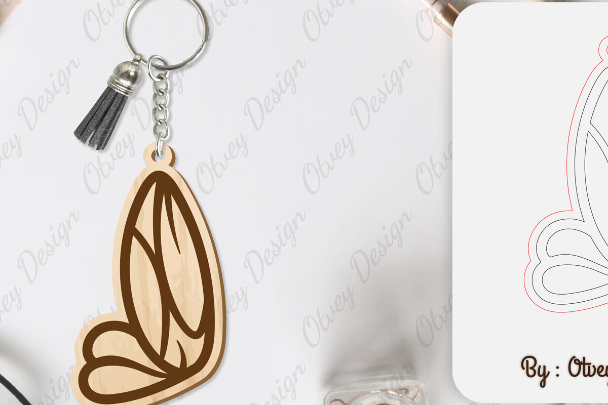 Σετ των 3 Intra απο ξύλο plywood 3mm-4mm πάχος Μπρελόκ με φτερό πεταλούδας με λέιζερ Δίασταση 6x6 cm INTRAFABR-101180360